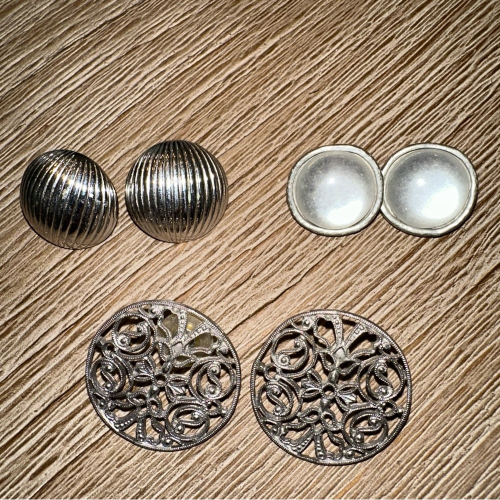 Chic Silver Earring Trio Set - image 1